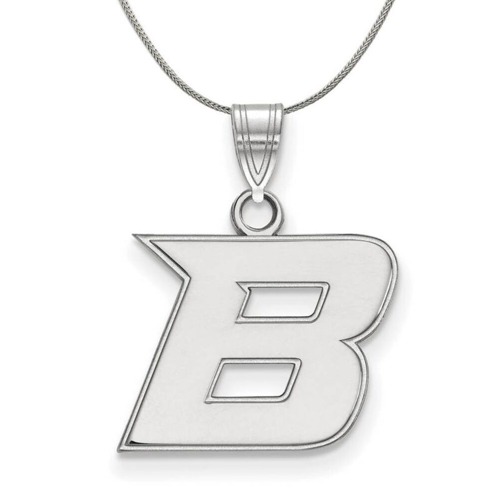 Sterling Silver Boise State Small Initial B Necklace - 24 Inch